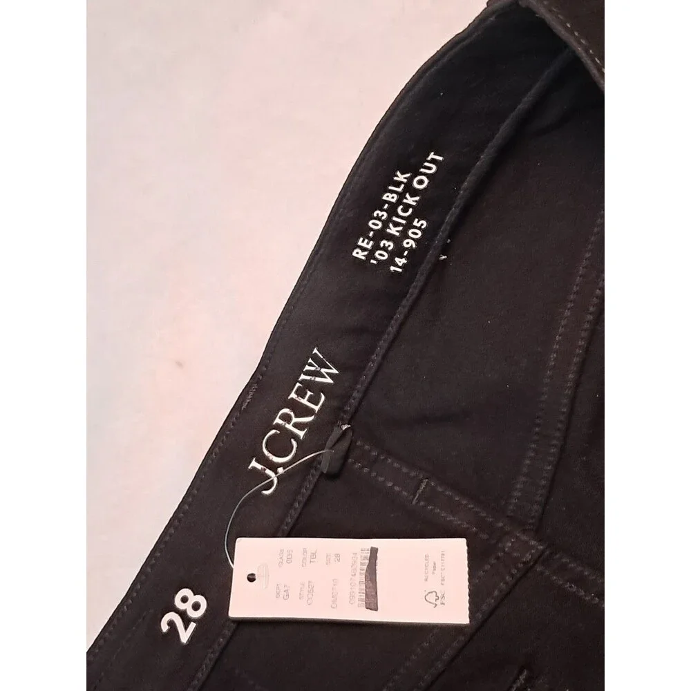 J.Crew '03 Mid-Rise Kickout Jeans Black Kicky Hem High Rise CC527 Size 28 NWT